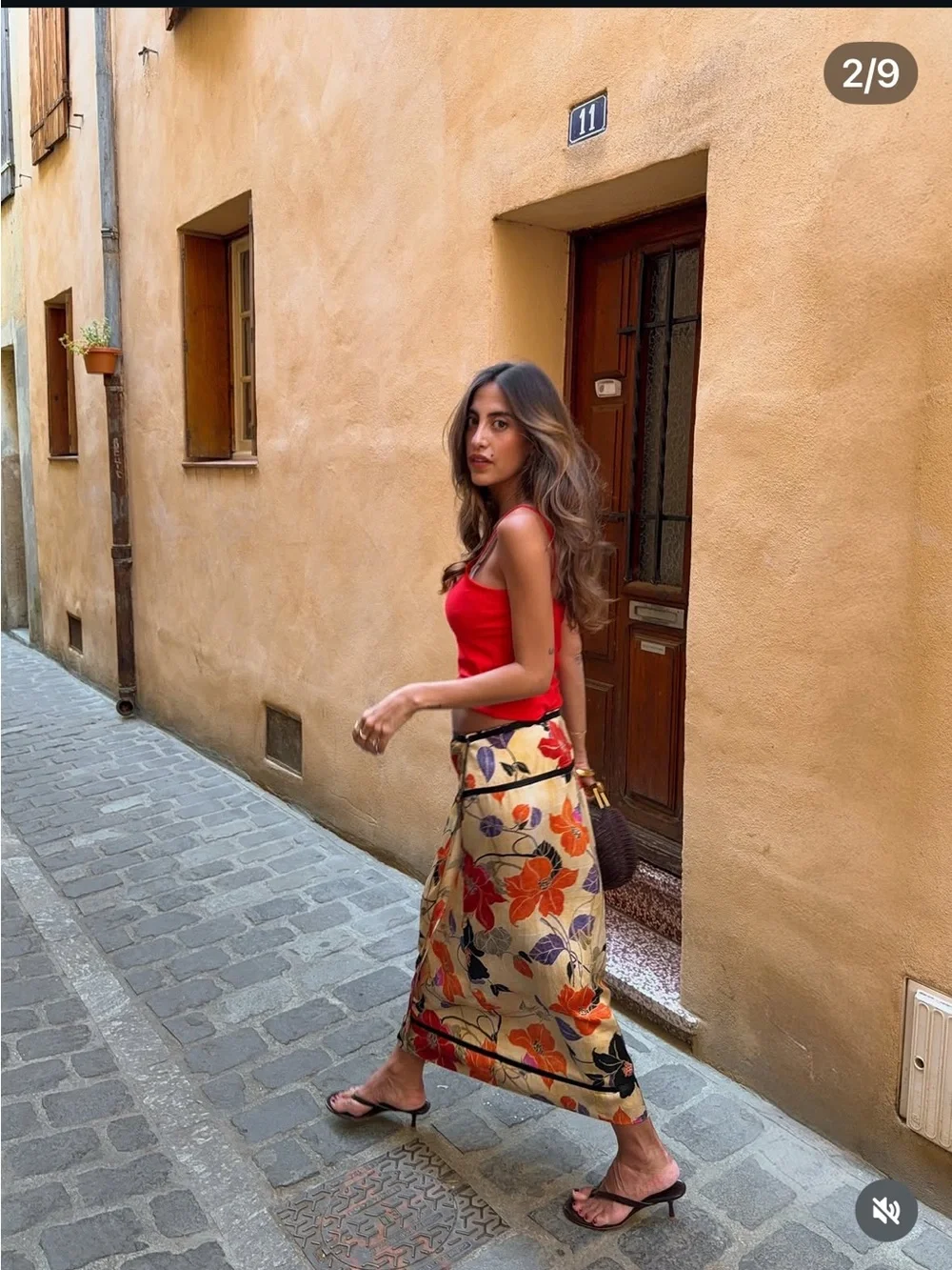 Zara floral midi skirt